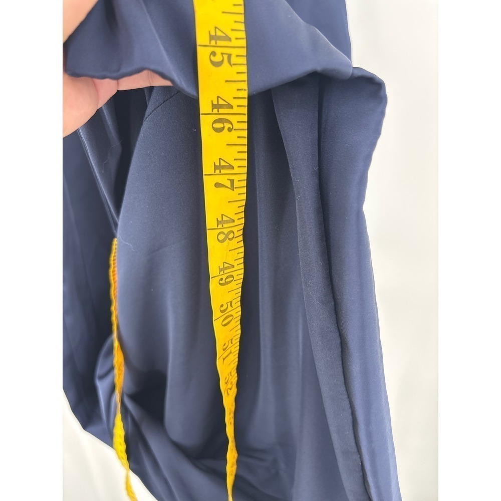 B35 Ronny Kobo Pradova Midi Dress XS Navy Blue Strapless Rosette Slit Cocktail - Picture 11 of 13